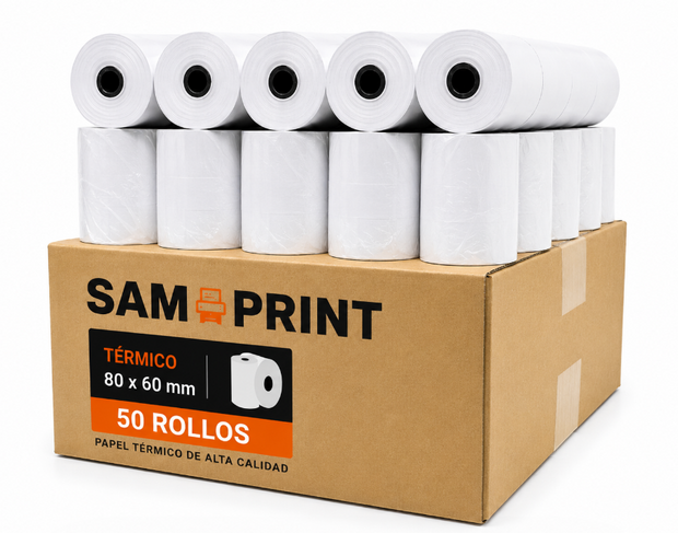 Caja 50 Rollos Papel Térmico 80mm X 60m