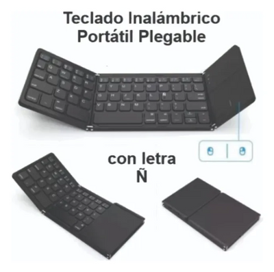 Mini Teclado Inalámbrico Portátil Plegable Con Ñ (español) Negro Español Latinoamérica