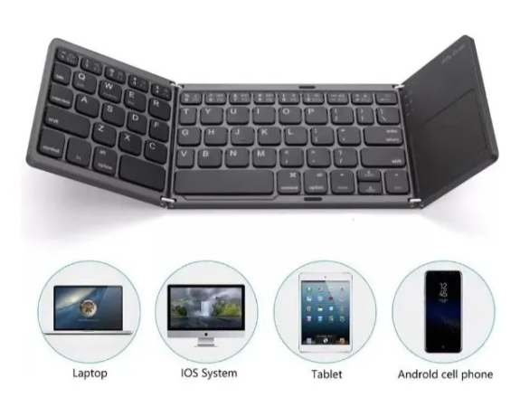 Mini Teclado Inalámbrico Portátil Plegable Con Ñ (español) Negro Español Latinoamérica
