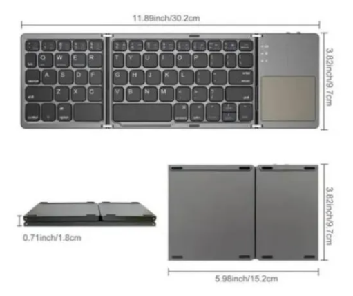 Mini Teclado Inalámbrico Portátil Plegable Con Ñ (español) Negro Español Latinoamérica
