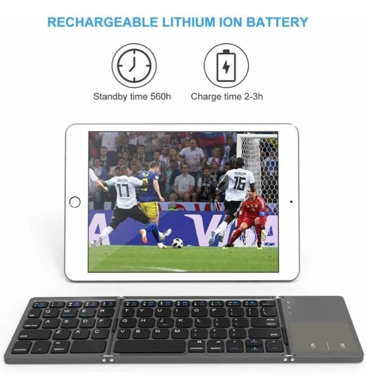Mini Teclado Inalámbrico Portátil Plegable Con Ñ (español) Negro Español Latinoamérica